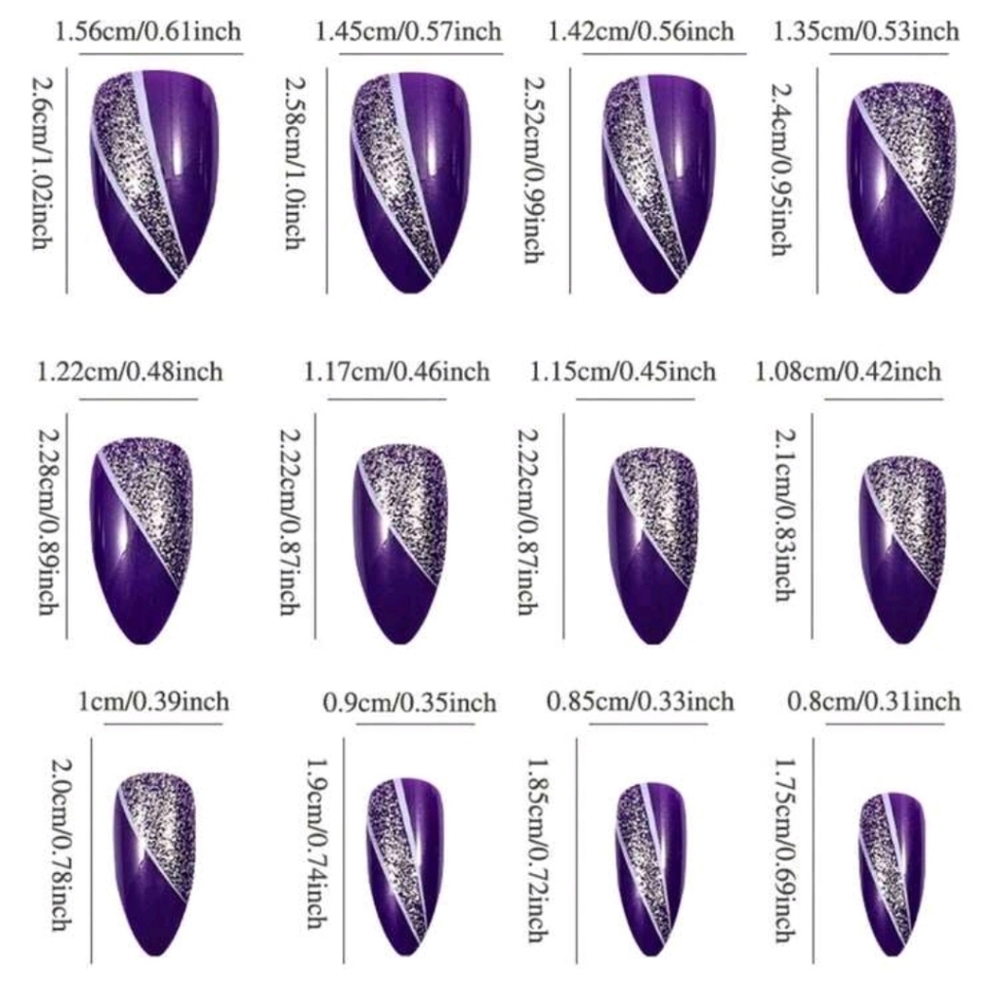 Purple and Silver Press-on Nails - Picture 5 of 6
